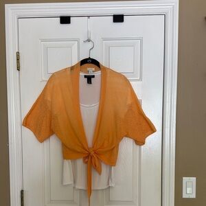 Vibrant Orange Tie-Front Cardigan